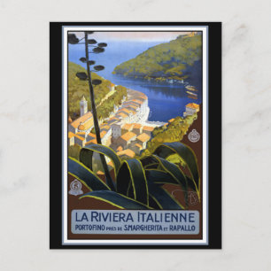 "La Riviera Italienne" Vintage Travel Poster Postkarte