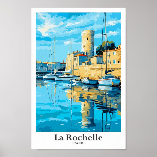 La Rochelle Frankreich Vintage Illustration Poster (Vorne)