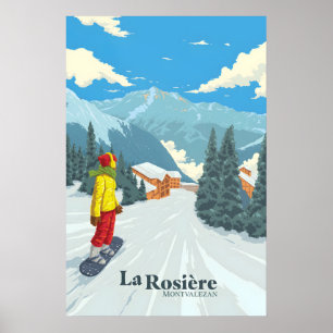 La Rosiere Affiche de voyage pour le snowboard