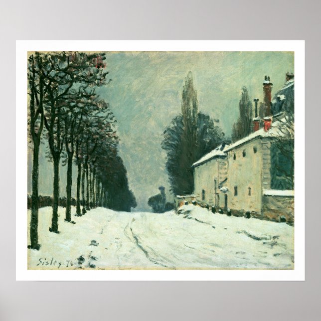 La Route de Louveciennes, Hiver, 1874 (Öl auf Lein Poster (Vorne)