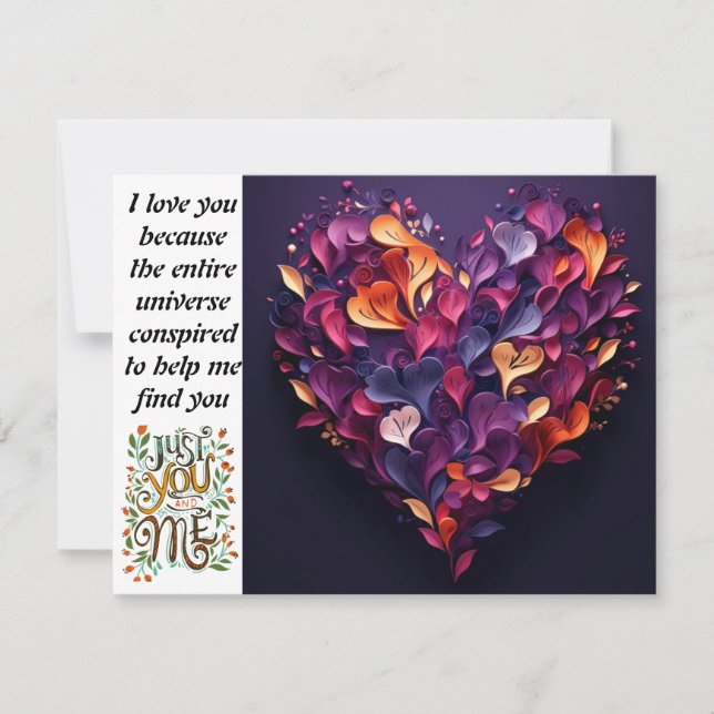 La Saint Valentin juste vous et moi carte postale  (Devant)