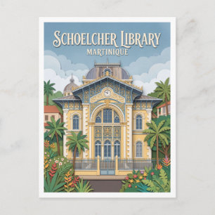 La Savane und Schoelcher Bibliothek Fort-de-France Postkarte