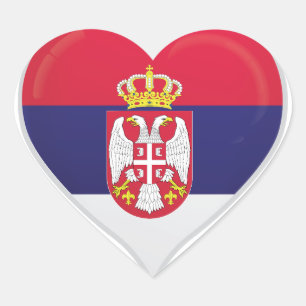 La Serbie amour drapeau orgueil autocollant coeur