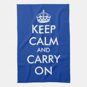 La serviette de cuisine bleue faite sur commande