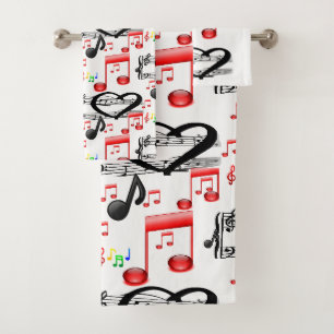 La serviette de salle de bains place la musique