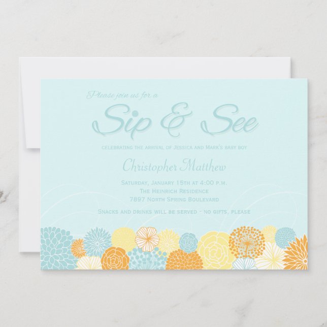 La sieste florale bleue et une nouvelle invitation (Devant)