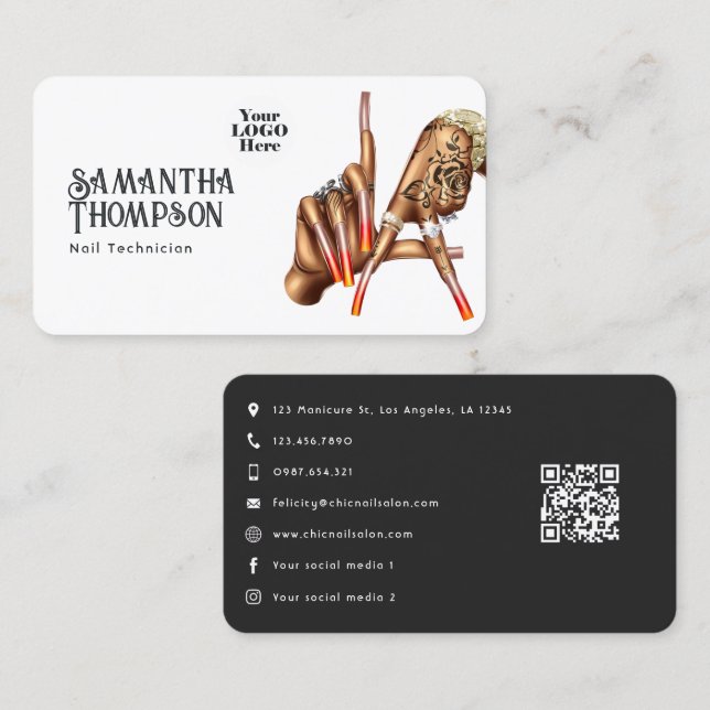 LA Sign Nail Salon Branding Visitenkarte (Vorne/Hinten)
