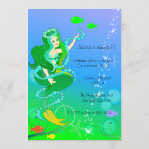 La sirène dans ses perles - invitations anniversai
