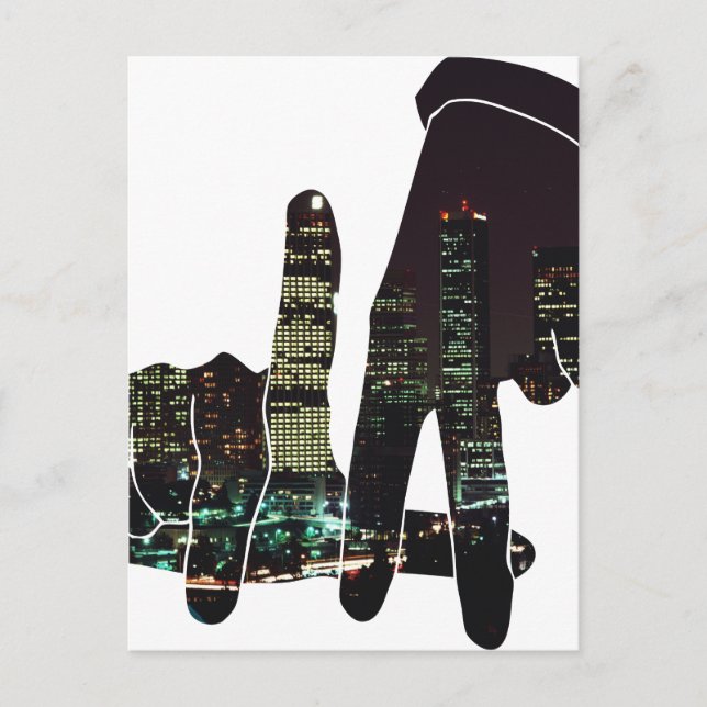 LA Skyline Hände Postkarte (Vorderseite)