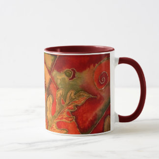 La soie a peint la tasse de feuille de chêne de