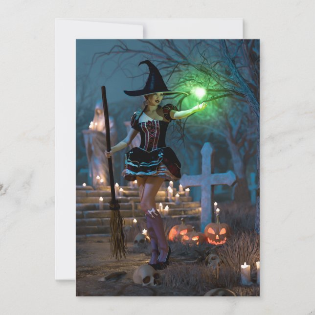 La sorcière d'Halloween sur la carte de la forêt (Devant)