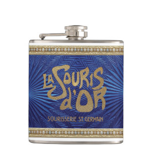 La Souris d'Or Saphirblauer Taschenflasche Flachmann