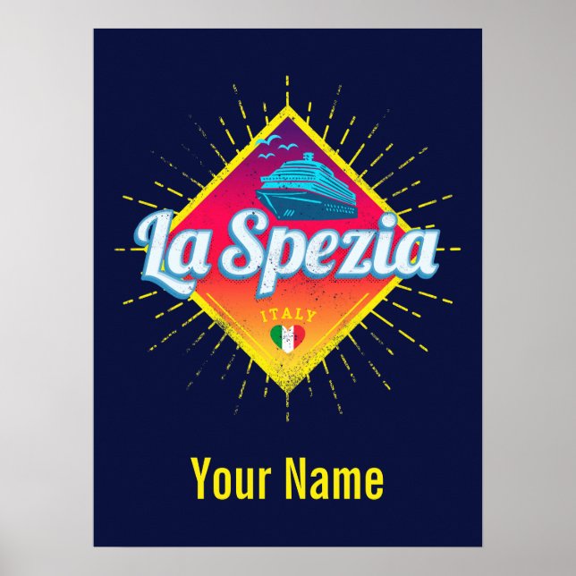 La Spezia Liguria Italien Retro Kreuzfahrtschiff V Poster (Vorne)