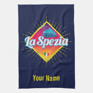 La Spezia Ligurien Italien Retro-Kreuzfahrtschiff  Geschirrtuch
