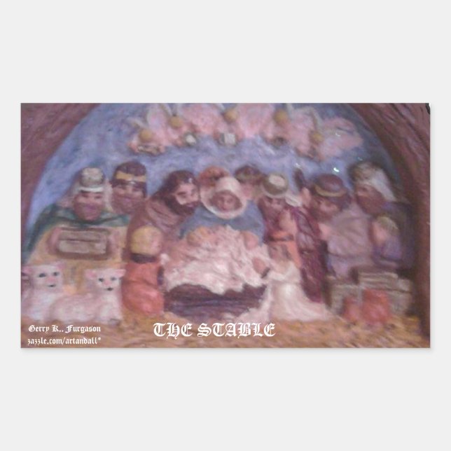 "LA STABLE DE NOËL" RECTANGULAIRE STICKER (Devant)
