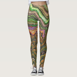 La Strada 1 Wild Green Gold Leggings Abstraits