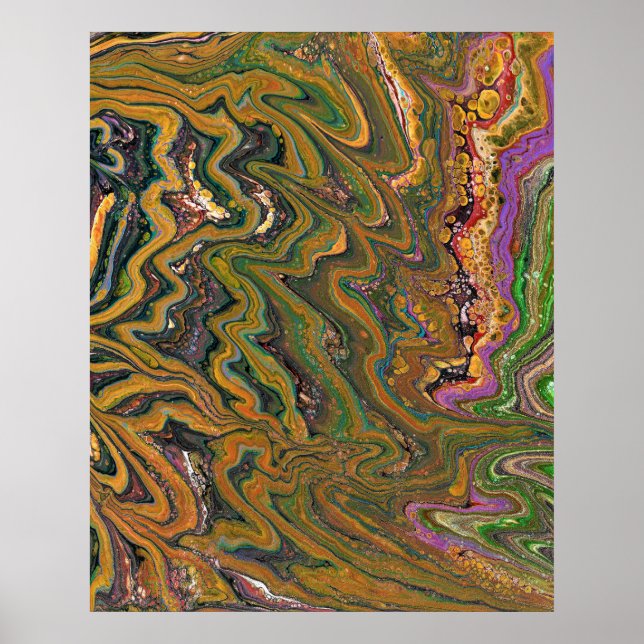 La Strada 2 Green Gold Abstraktes Poster (Vorne)