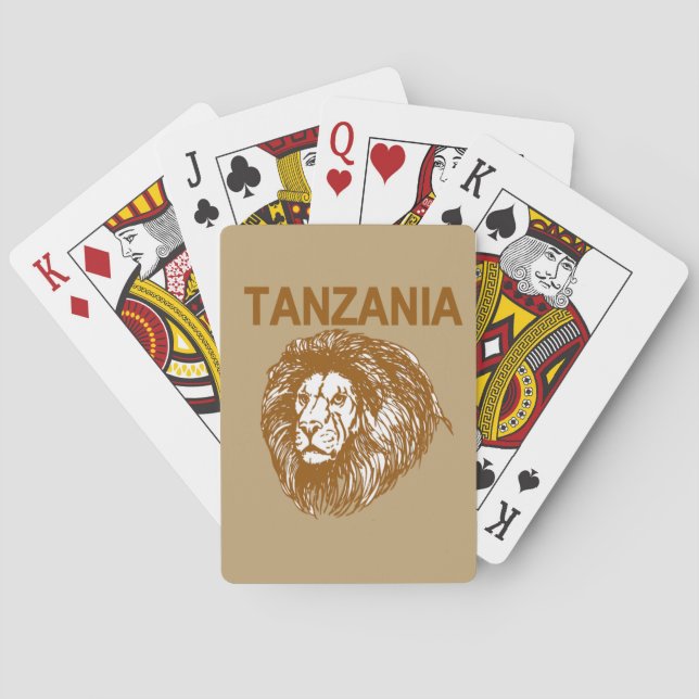 La Tanzanie avec des cartes de jeu de lion (dos)
