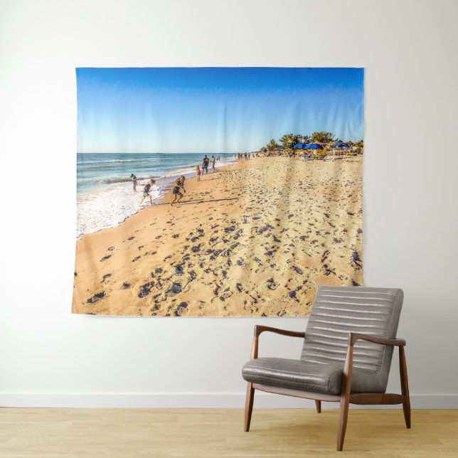 La tapisserie de la scène de la plage d'hiver (En situation (horizontale))