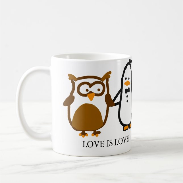 La TASSE aléatoire de pingouins - le "AMOUR EST (Gauche)