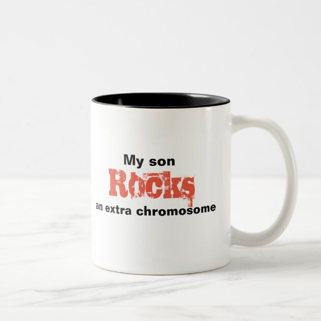 La tasse de café "mon fils bascule un chromosome (Droit)