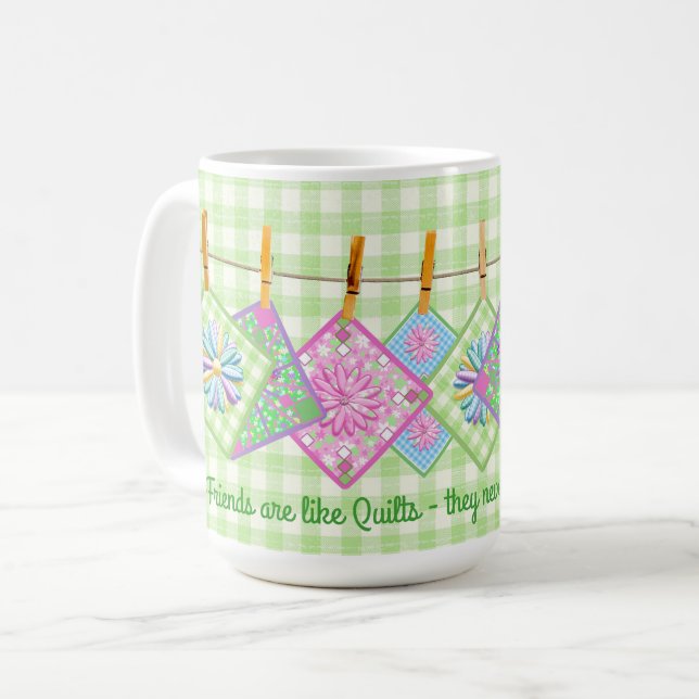 La tasse de Quilter - citation - carrés de (Devant gauche)
