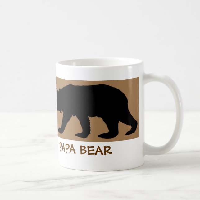 La tasse de silhouette d'ours indique : OURS DE (Droite)