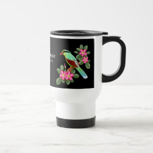 La tasse verte de voyage de pie