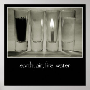 la terre, air, le feu, affiche de l'eau