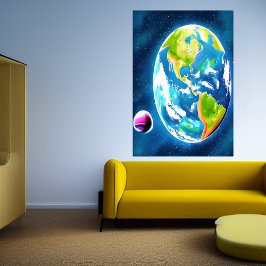 La Terre et la Lune | AI Art Poster