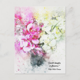 La Terre rit dans la toile de fleurs Cartes postal