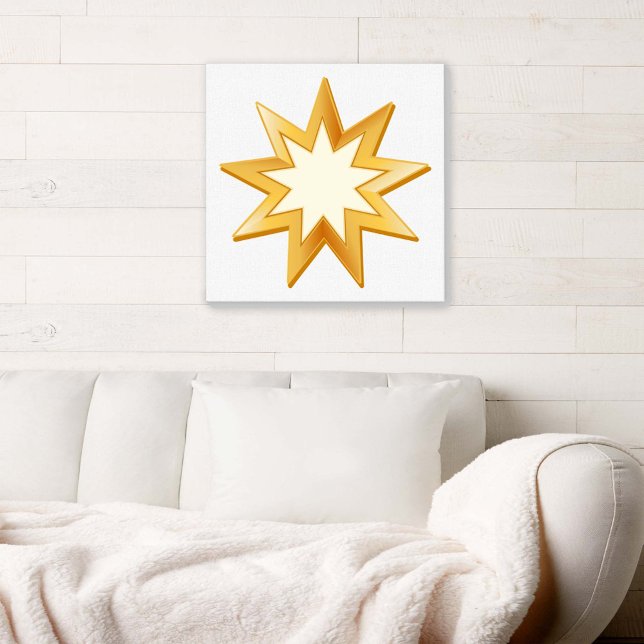 La toile Baha'i (Gold nine pointed star. Symbol of the Baha’i faith. )