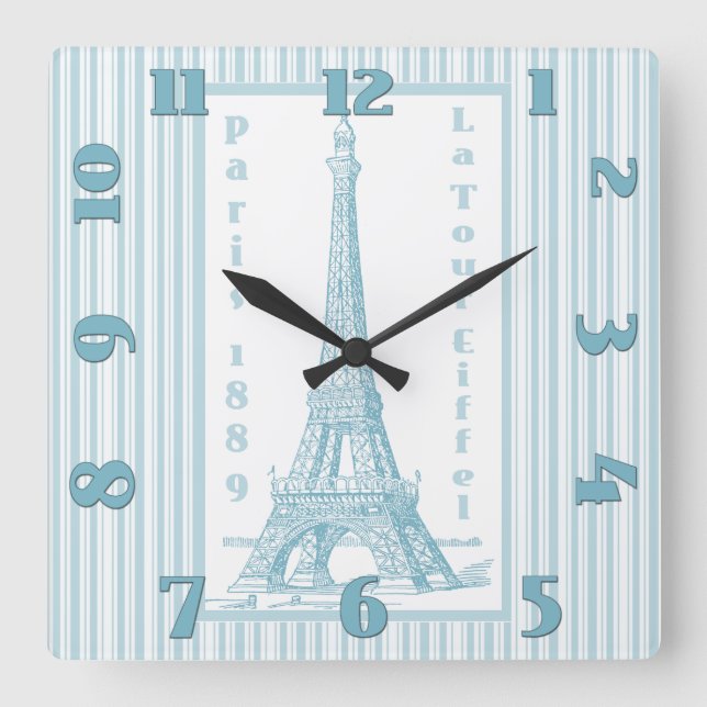 La Tour Eiffel 1889 Quadratische Wanduhr (Vorderseite)