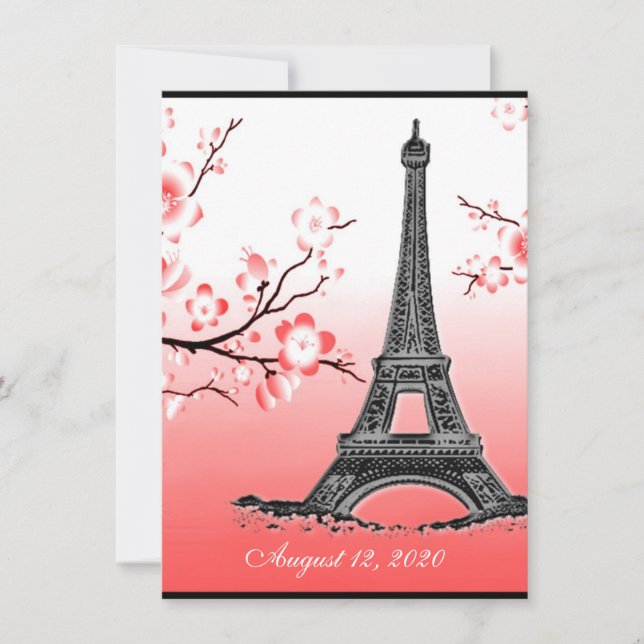 La Tour Eiffel Parisienne Invitations au mariage r (Devant)
