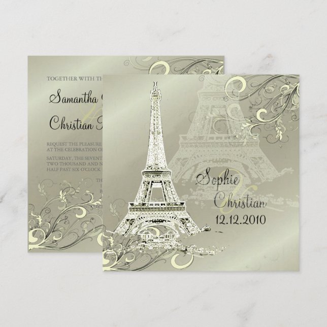 LA TOUR EIFFEL TOWER WEDING INVITATIONEN EINLADUNG (Vorne/Hinten)