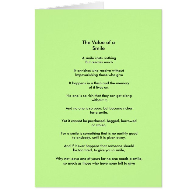 La valeur d'un poème de sourire (Devant)