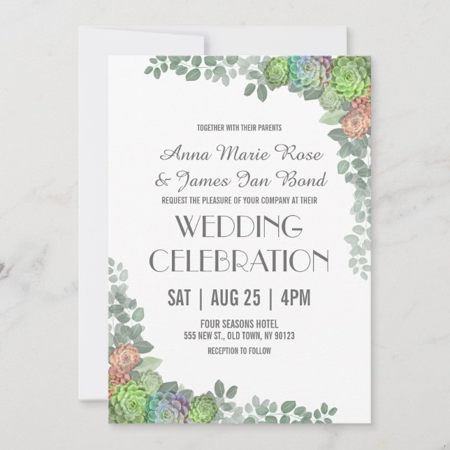 La verdure Succulente Mariage Invitations (Devant)