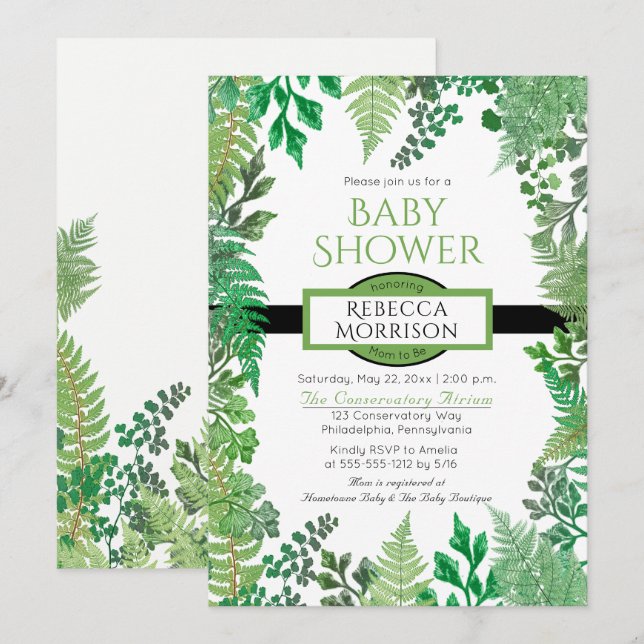 La verdure | Wild Ferns Baby Shower Invitations (Devant / Derrière)