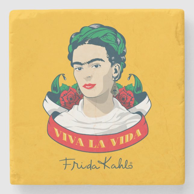 La Vida Frida Kahlos | Viva Steinuntersetzer (Vorderseite)