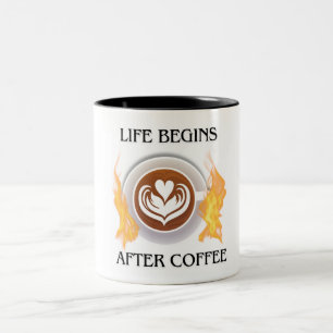 La vie commence après le logo du café sur la tasse