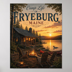 La vie de camp à Fryeburg Maine Affiche vintage du