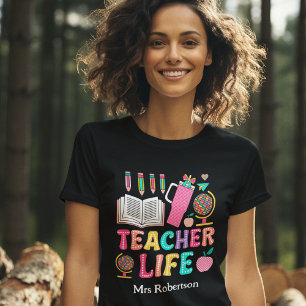 La vie d'enseignant t-shirt coloré rétro citation