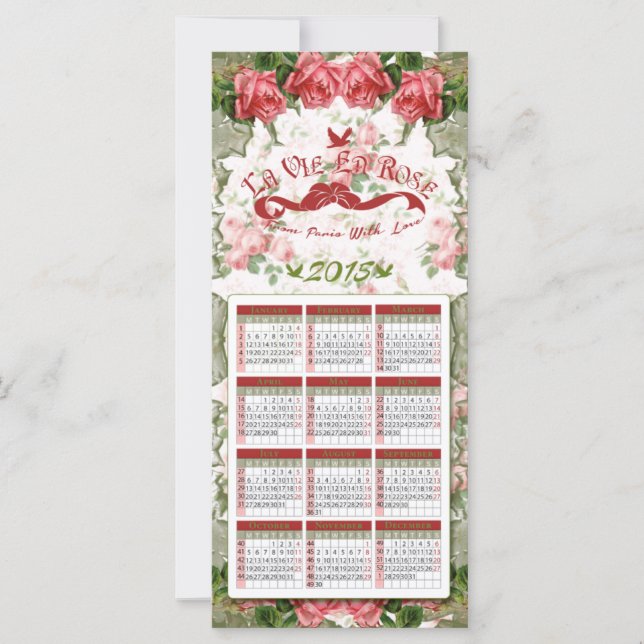 La Vie En Rose - Calendrier, Carte postale, Signet (Devant)