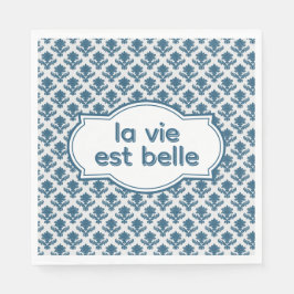 La Vie Es Belle Elegant French Tapestry Blue White Serviette