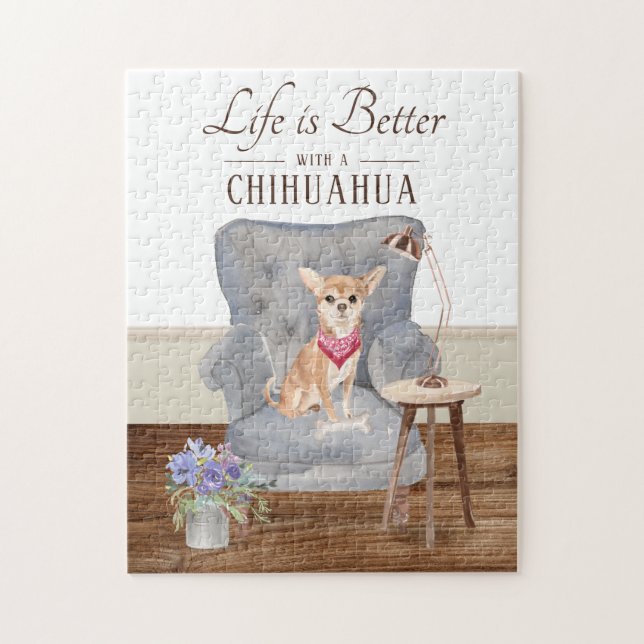 La Vie Est Avec Un Puzzle Chihuahua (Vertical)