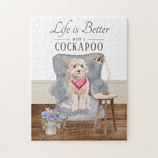 La Vie Est Avec Un Puzzle Cockapoo (Vertical)