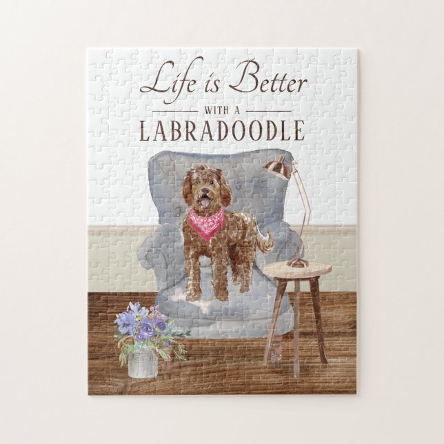 La Vie Est Avec Un Puzzle De Labradoodle (Vertical)