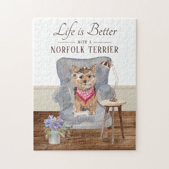 La Vie Est Avec Un Puzzle De Norfolfolk Terrier (Vertical)