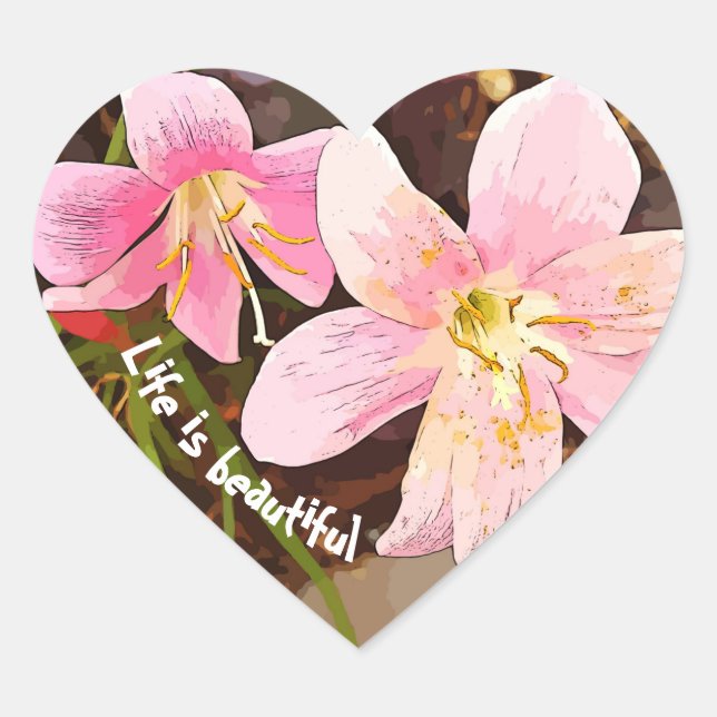 LA VIE EST BEAUCOUP Lys rose stickers coeur (Devant)