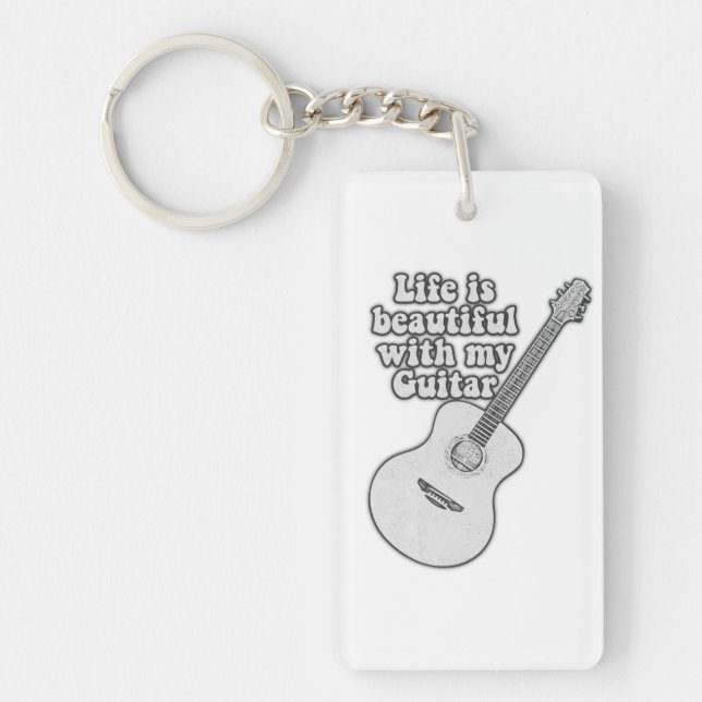La vie est belle avec ma guitare. noir et blanc (Devant)